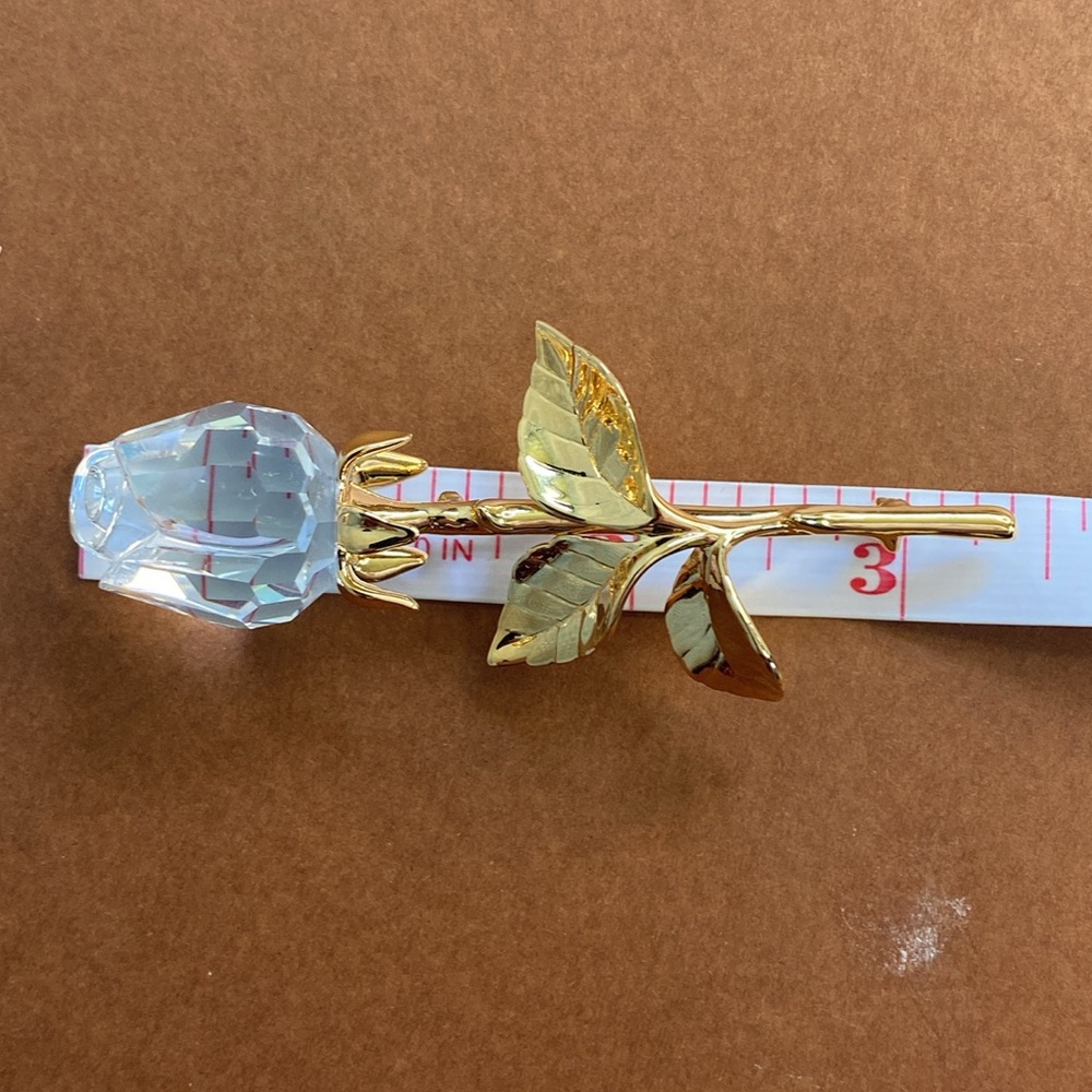 VTG SWAROVSKI SWAN SIGNED CRYSTAL GOLD PLATED MEMORIES ROSE PIN BROOCH - Picture 11 of 12